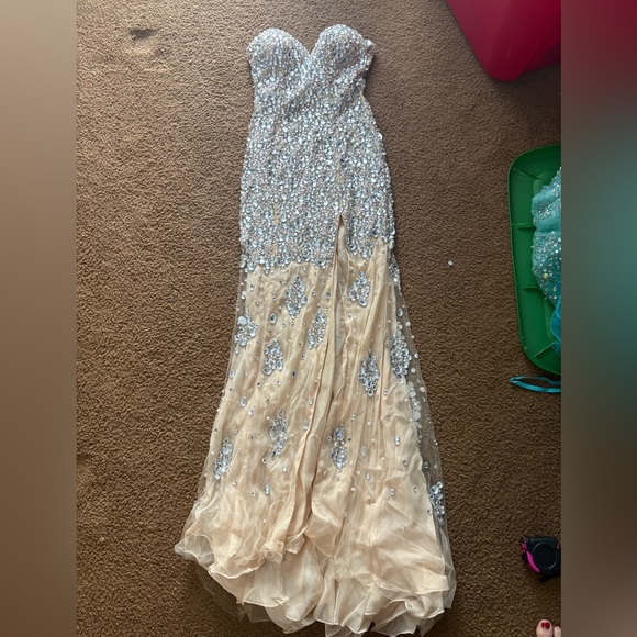 Jovani Sparkling Strapless Gown with Slit - Picture 16 of 16